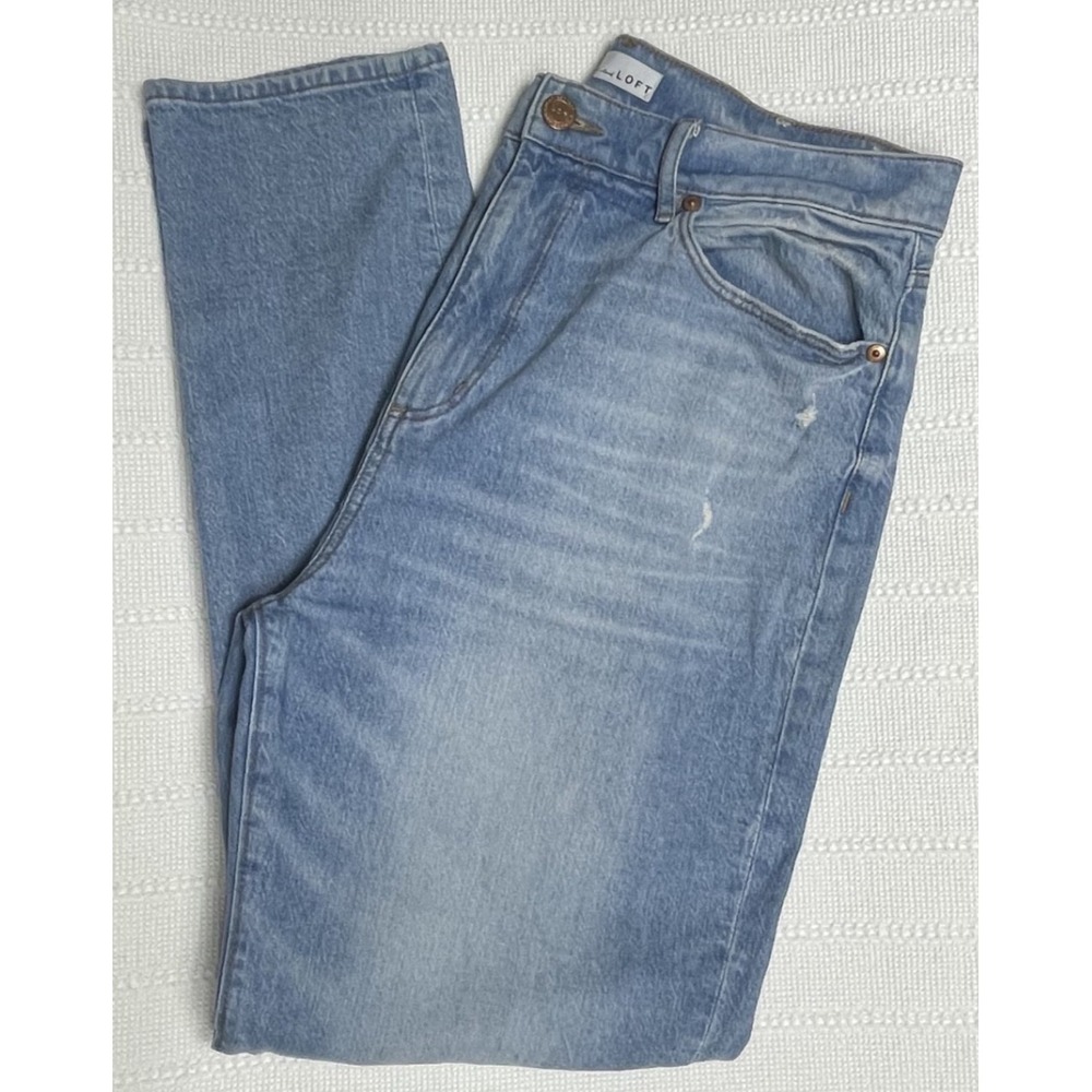 Loft High Waist Boyfriend Jeans Womens 29/8 High‎ Rise Distressed Ripped Denim